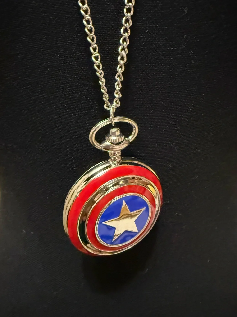 Captain America by Marvel Comics Pocket Watch on a Silver Chain